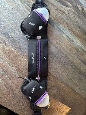 Black & Purple Dual Bottle Running Belt